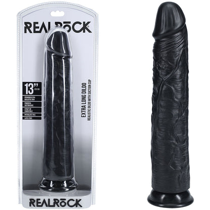 REALROCK 33cm Extra Long Dildo - Black - Black 33 cm (13) Extra Long Dong - REA166BLK