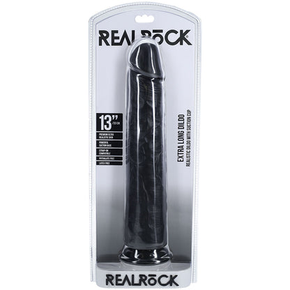 REALROCK 33cm Extra Long Dildo - Black - Black 33 cm (13) Extra Long Dong - REA166BLK