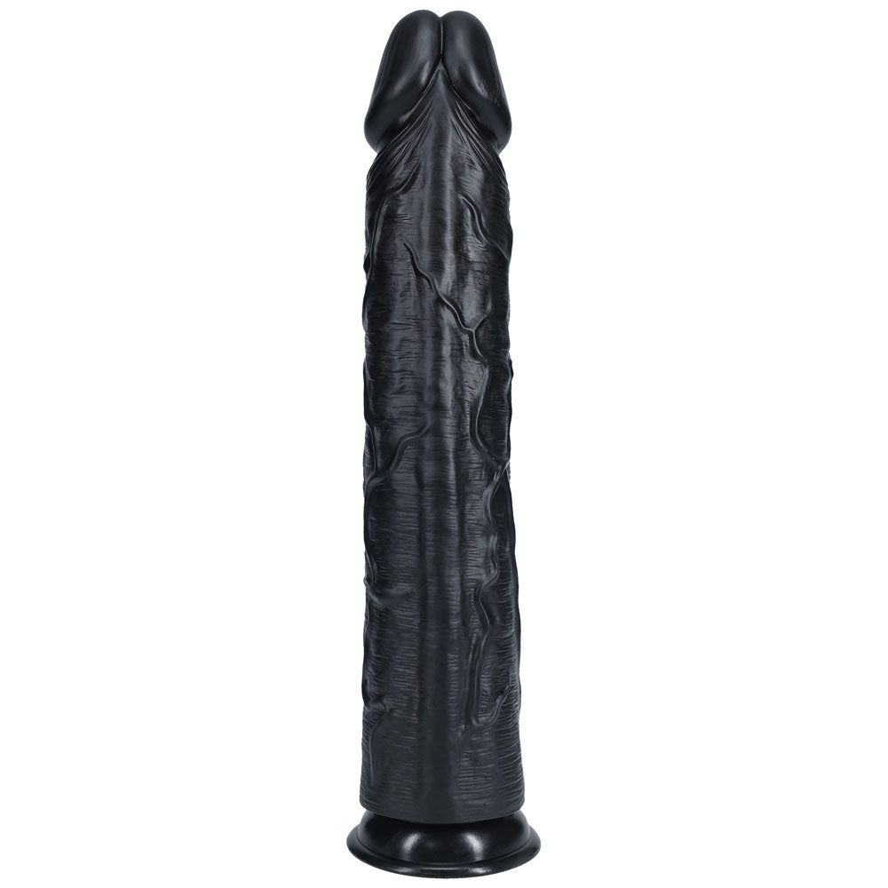 REALROCK 38cm Extra Long Dildo - Black - Black 38 cm (15) Extra Long Dong - REA168BLK