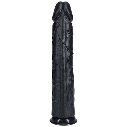 REALROCK 38cm Extra Long Dildo - Black - Black 38 cm (15) Extra Long Dong - REA168BLK