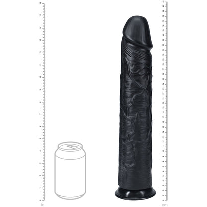 REALROCK 38cm Extra Long Dildo - Black - Black 38 cm (15) Extra Long Dong - REA168BLK