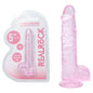 REALROCK 5 Crystal Clear Dildo with Balls - Pink - Clear Pink 14.7 cm Dong - REA208PNK