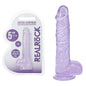 REALROCK 5 Crystal Clear Dildo with Balls - Purple - Clear Purple 14.7 cm Dong - REA208PUR