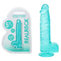 REALROCK 5 Crystal Clear Dildo with Balls - Turquoise - Clear Turquoise 14.7 cm Dong - REA208TUR