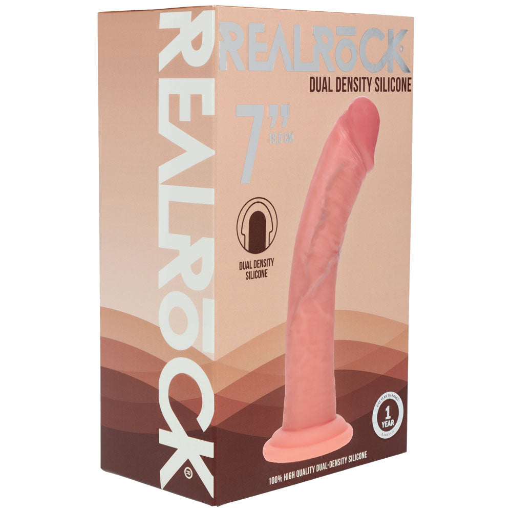 REALROCK Dual Density Silicone 7 Curved Dildo - Flesh - Flesh 18.5 cm Dildo - REA216FLE