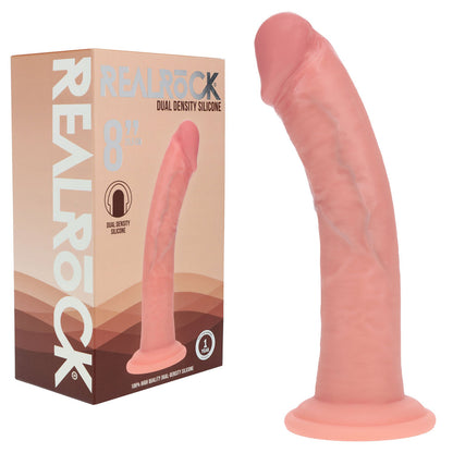 REALROCK Dual Density Silicone 8 Curved Dildo - Flesh - Flesh 20.5 cm Dildo - REA217FLE