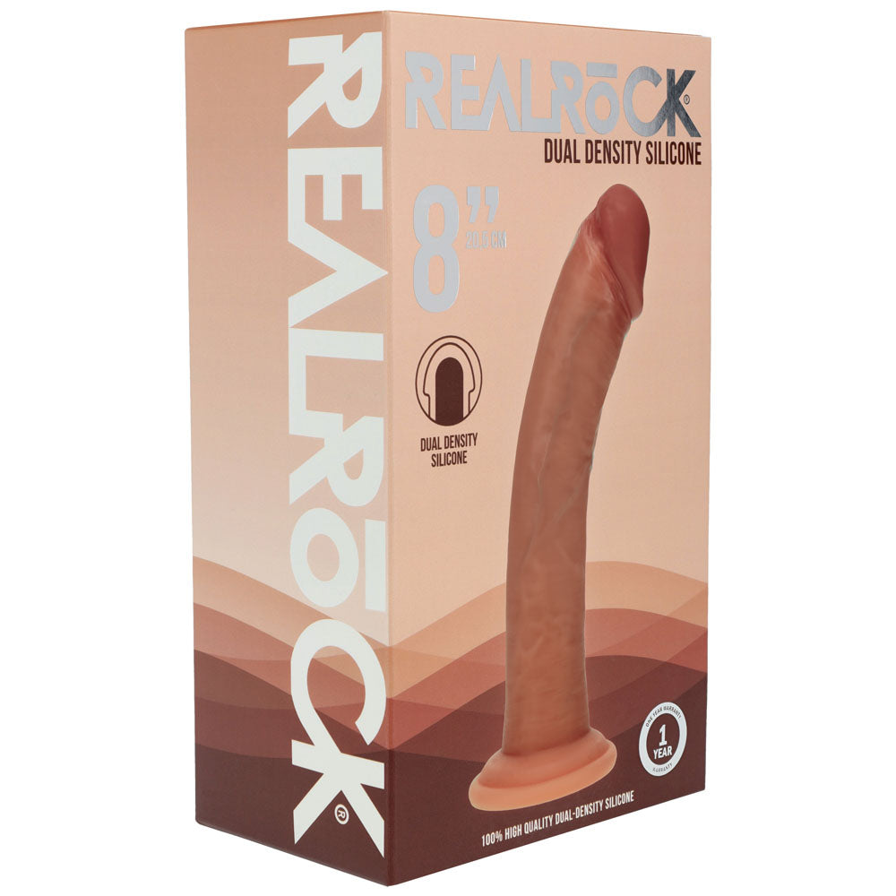 REALROCK Dual Density Silicone 8 Curved Dildo - Tan - Tan 20.5 cm Dildo - REA217TAN