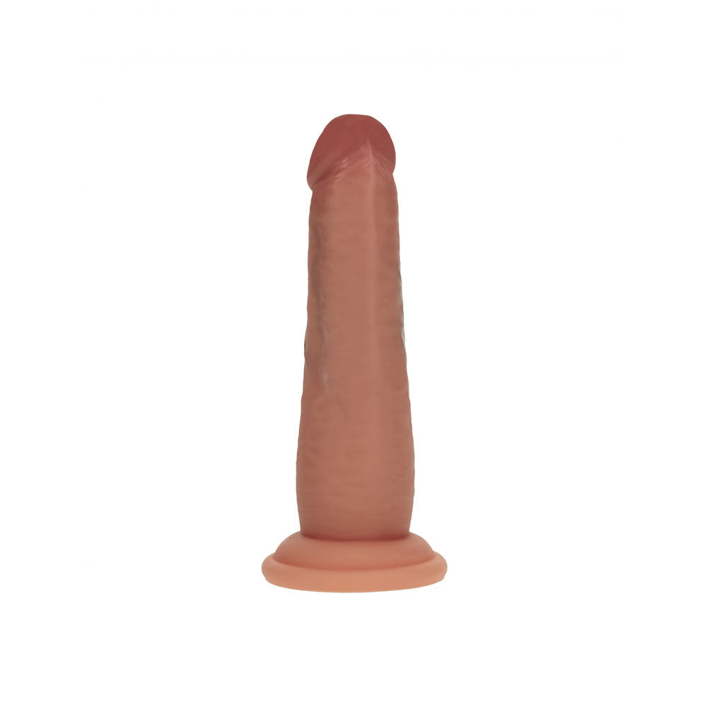 REALROCK Dual Density 6 Sliding Skin Silicone Dildo - Tan - Tan 15.2 cm Sliding Skin Dildo - REA224TAN