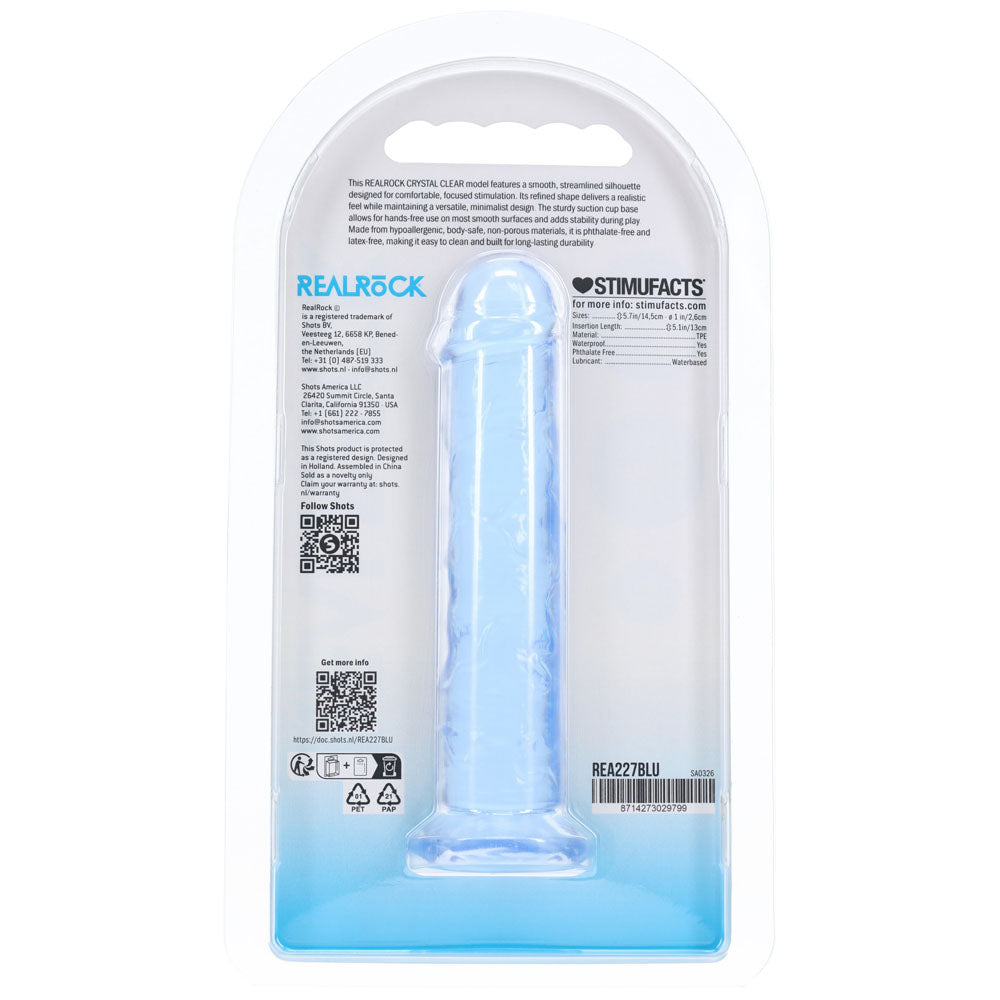 REALROCK Realistic 5 Dildo - Blue - Blue 12.7 cm Dildo - REA227BLU