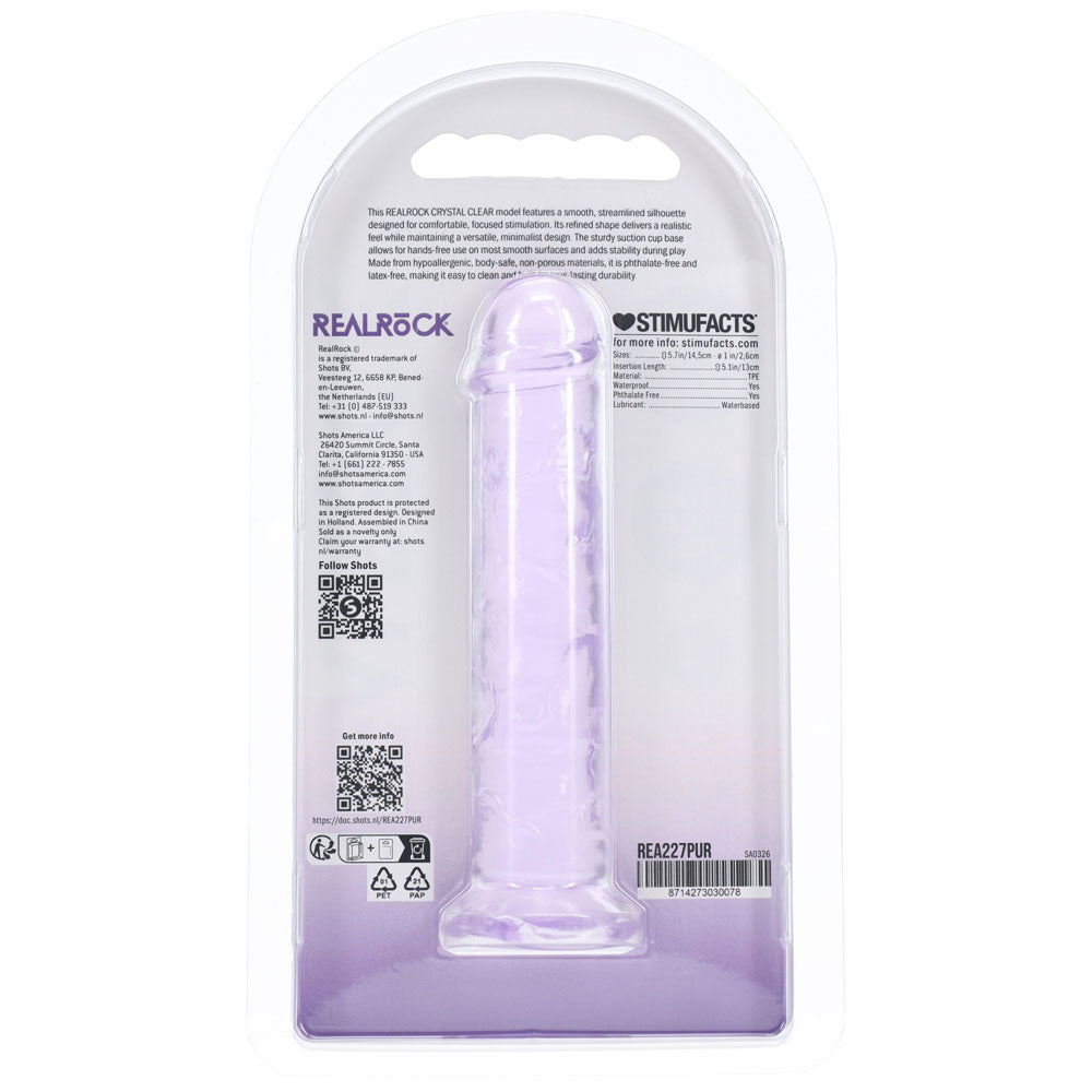 REALROCK Realistic 5 Dildo - Purple - Purple 12.7 cm Dildo - REA227PUR