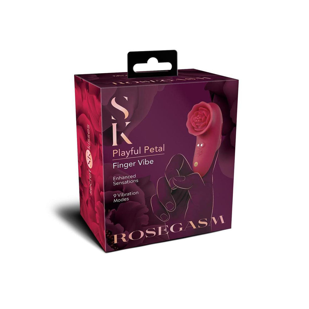 Secret Kisses ROSEGASM PLAYFUL PETAL - Red USB Rechargeable Finger Stimulator-SK1047