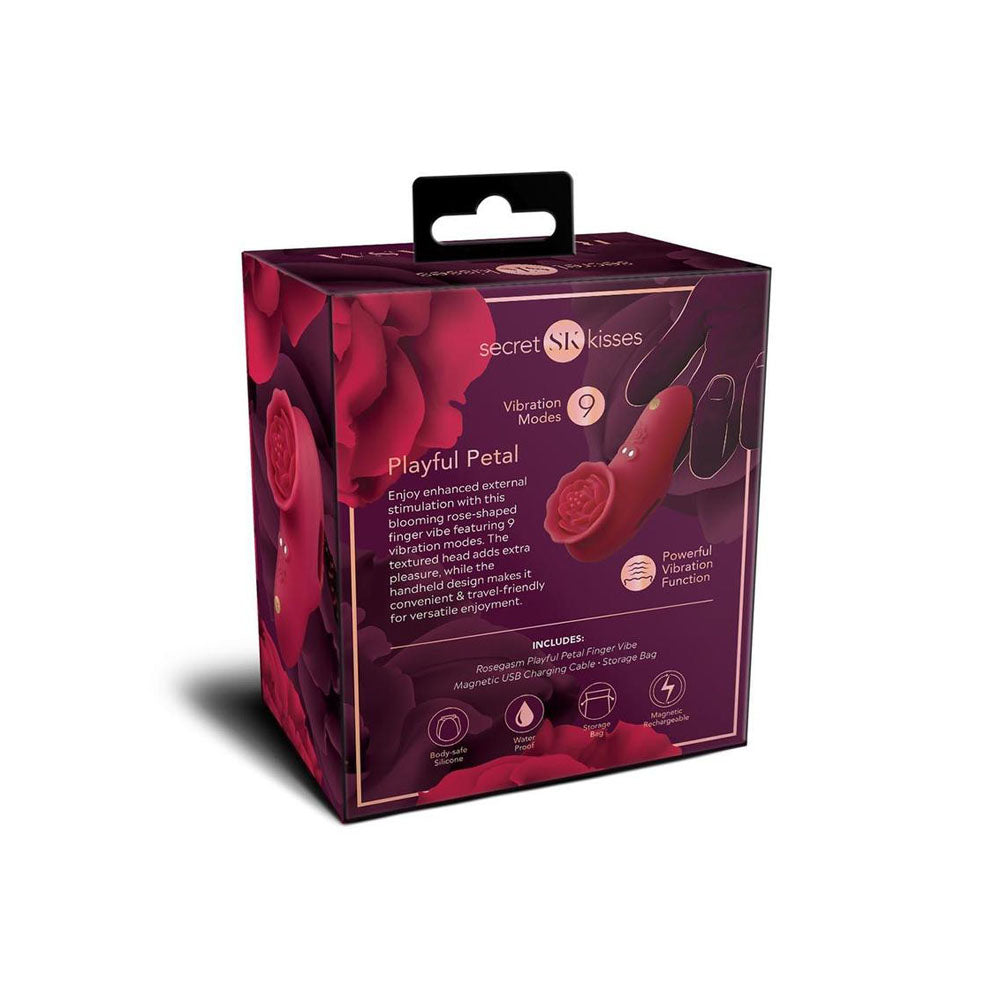 Secret Kisses ROSEGASM PLAYFUL PETAL - Red USB Rechargeable Finger Stimulator-SK1047