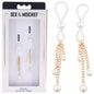 Sex & Mischief Pearl Nipple Ties - Gold/Pearl Nipple Restraints - Set of 2-SS09858