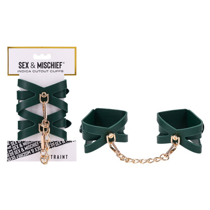 Sex & Mischief Indica Cutout Cuffs - Green/Gold Restraints-SS10215