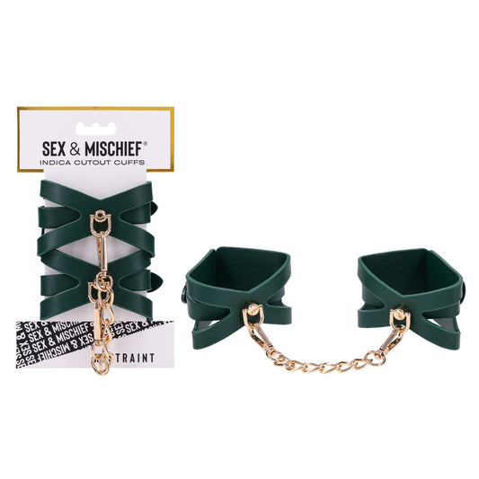 Sex & Mischief Indica Cutout Cuffs - Green/Gold Restraints-SS10215