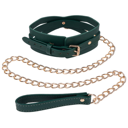 Sex & Mischief Indica Cutout Collar and Leash - Green/Gold Restraint-SS10216