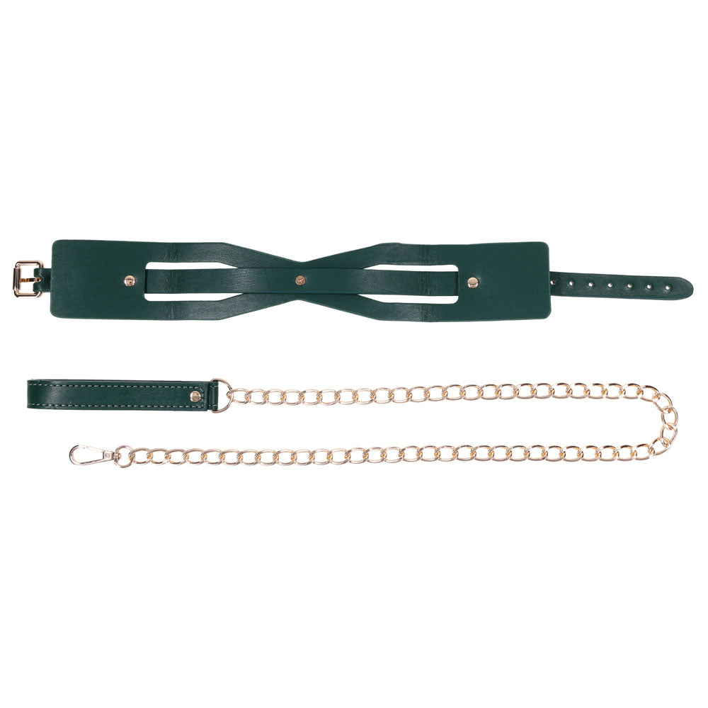 Sex & Mischief Indica Cutout Collar and Leash - Green/Gold Restraint-SS10216