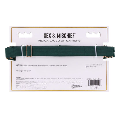 Sex & Mischief Indica Laced Up Garters - Green/Gold Garters - Set of 2-SS10224