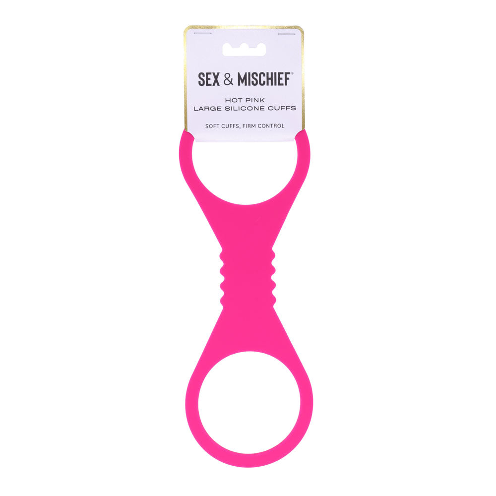 Sex & Mischief Large Hot Pink Silicone Cuffs - Hot Pink Large Restraints-SS10234