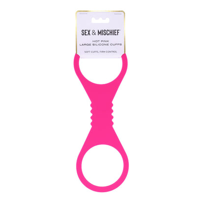 Sex & Mischief Large Hot Pink Silicone Cuffs - Hot Pink Large Restraints-SS10234