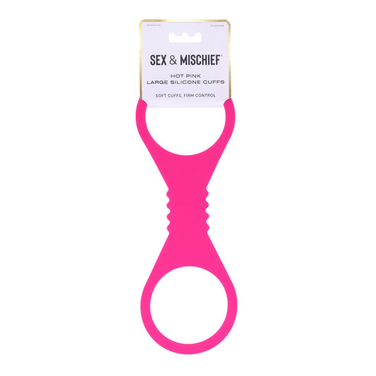 Sex & Mischief Large Hot Pink Silicone Cuffs - Hot Pink Large Restraints-SS10234