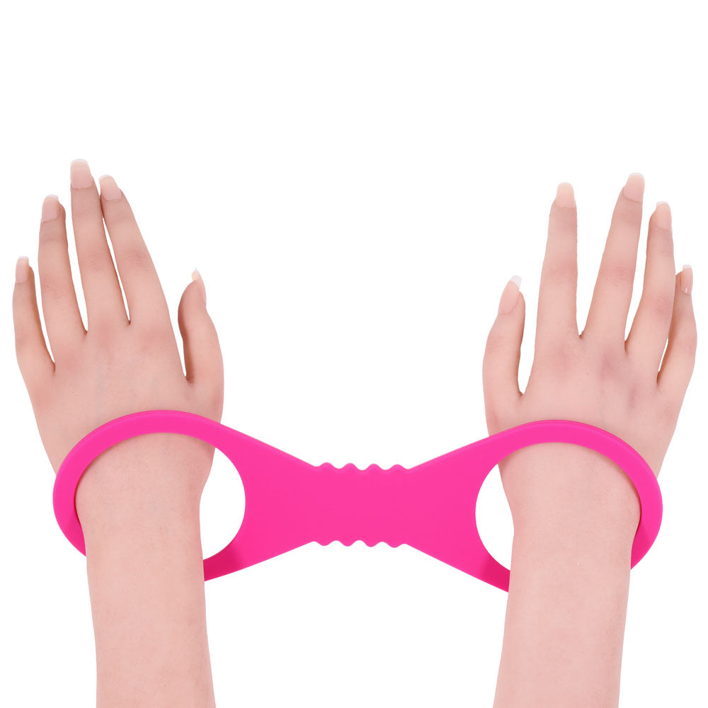Sex & Mischief Large Hot Pink Silicone Cuffs - Hot Pink Large Restraints-SS10234