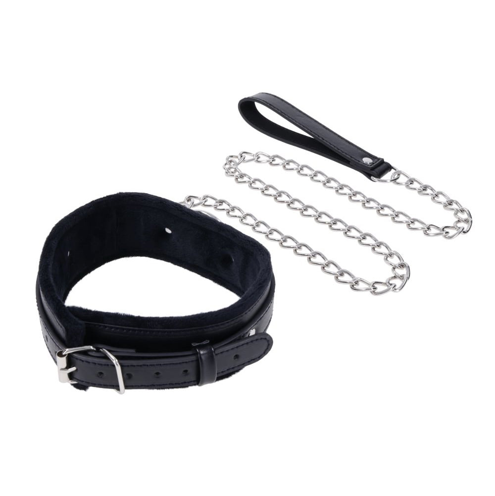 S&M Shadow Collar and Leash - Black Neck Restraint and Leash - SS10301