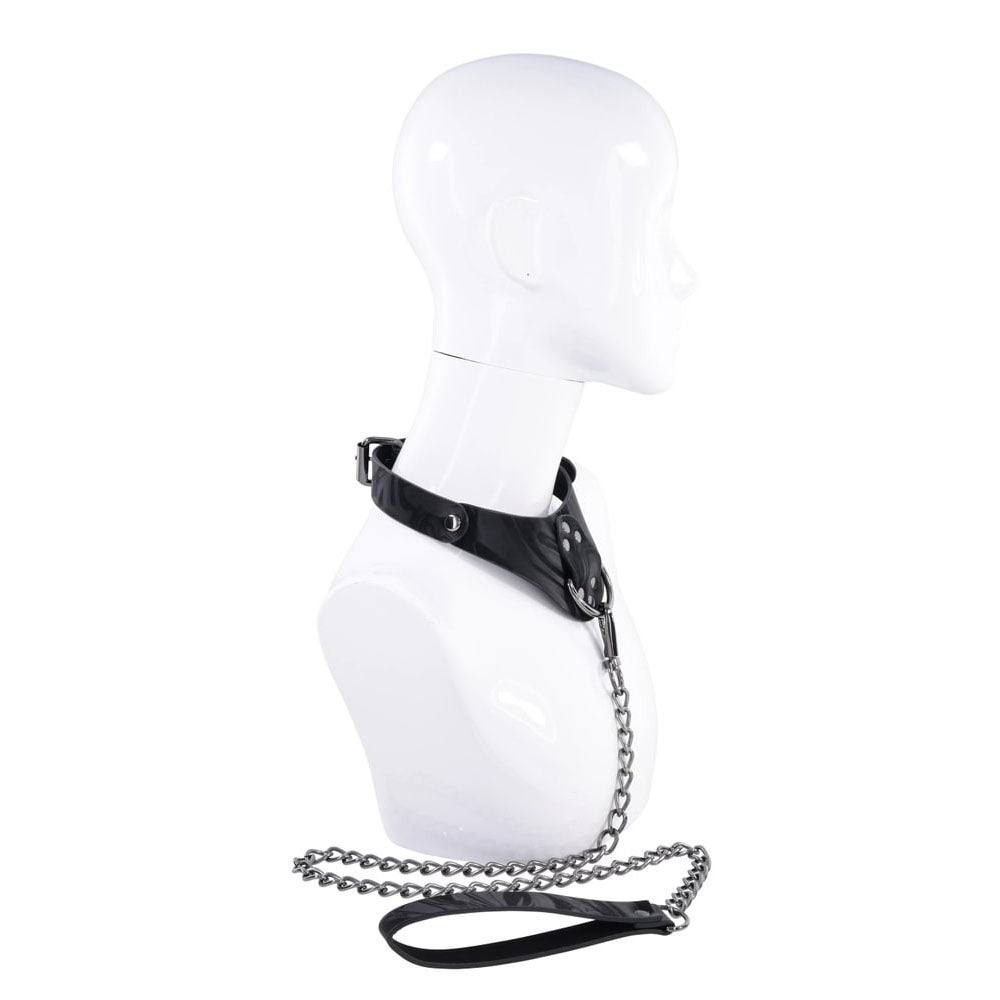SPORTSHEETS Velvet Noir Collar & Leash - Black Restraint & Leash-SS37002