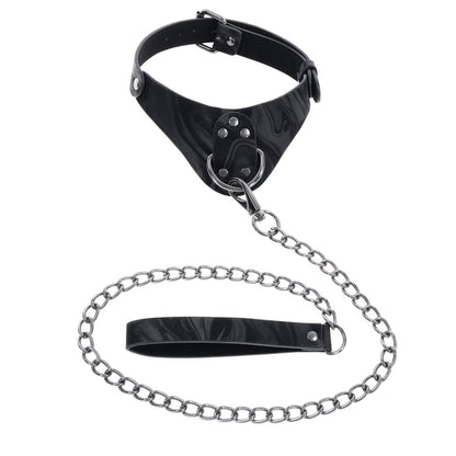 SPORTSHEETS Velvet Noir Collar & Leash - Black Restraint & Leash-SS37002