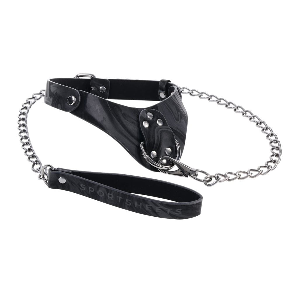 SPORTSHEETS Velvet Noir Collar & Leash - Black Restraint & Leash-SS37002