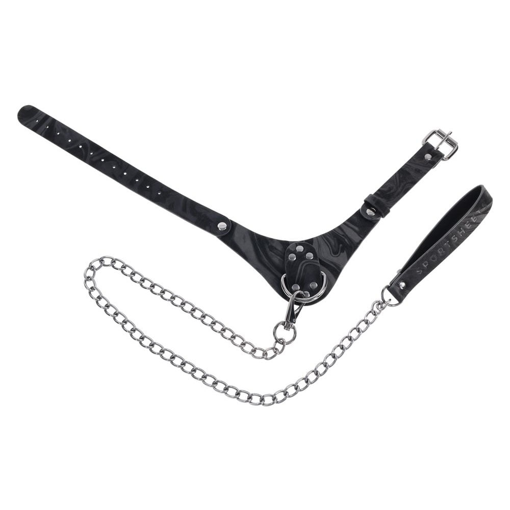SPORTSHEETS Velvet Noir Collar & Leash - Black Restraint & Leash-SS37002