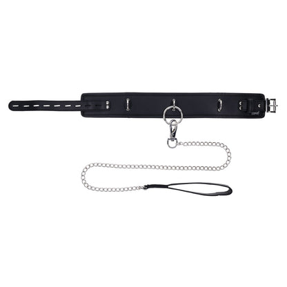 EDGE Collar & Leash - Black Neck Restraint with Heavy Duty Metal Leash-SS98046