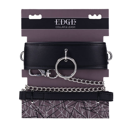 EDGE Collar & Leash - Black Neck Restraint with Heavy Duty Metal Leash-SS98046