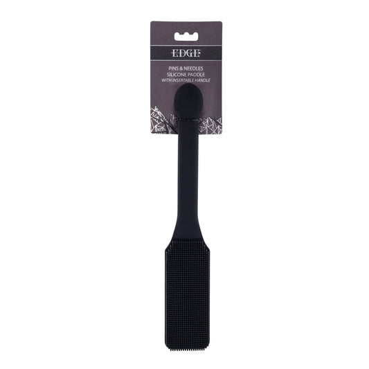 EDGE Pins & Needles Silicone Paddle - Black Spanking Paddle with Insertable Handle - SS98055