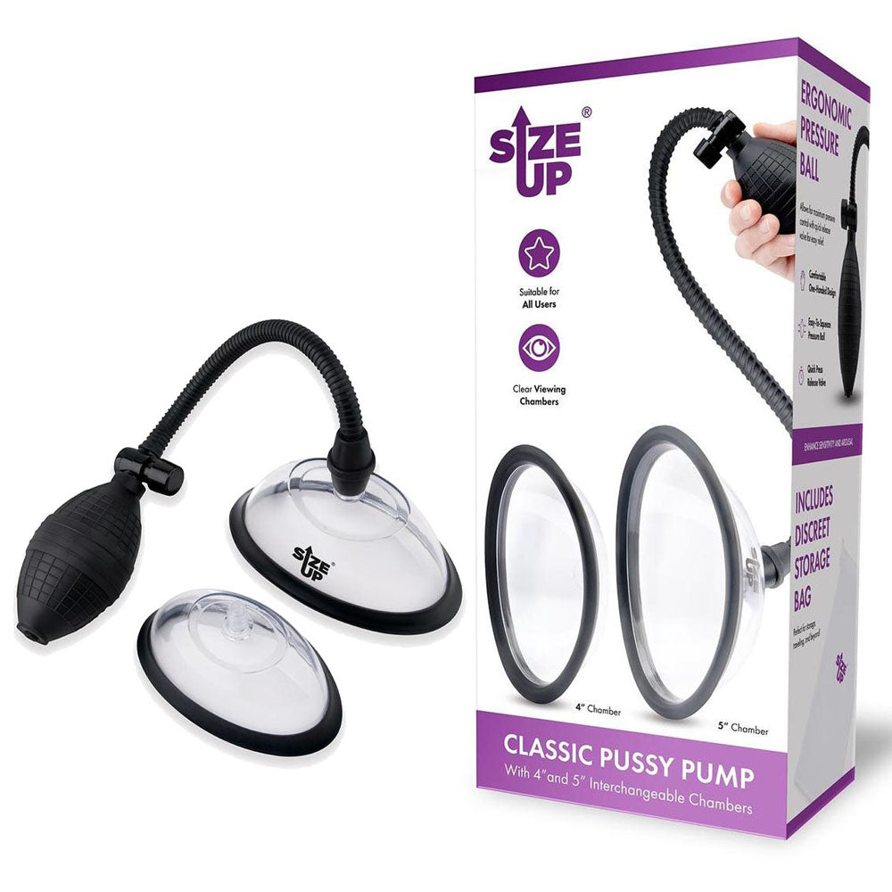 Size Up Classic Pussy Pump with 2 Chambers - Vagina Pump with 2 Interchangeable Chambers-SU110