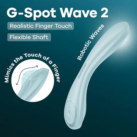 Satisfyer G-Spot Wave 2 - Ice Blue 23.6 cm USB Rechargeable Flicking Tip Vibrator