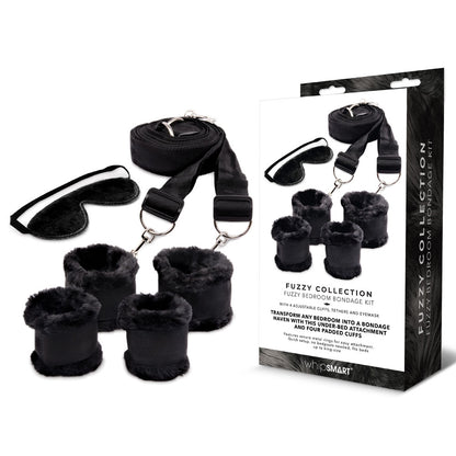 WhipSmart Fuzzy Bedroom Bondage Kit - Black Under The Bed Restraint Set - WS1072