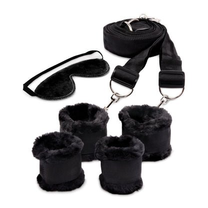 WhipSmart Fuzzy Bedroom Bondage Kit - Black Under The Bed Restraint Set - WS1072