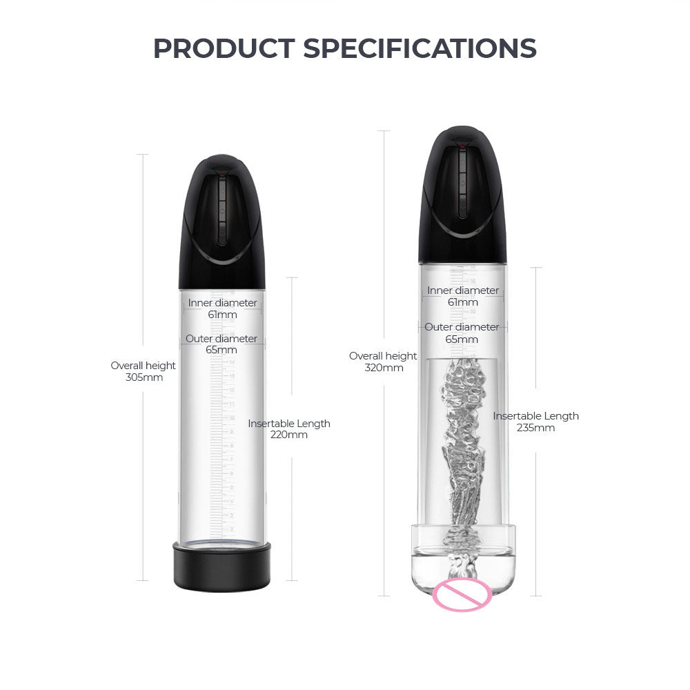 LuvPump Smart Penis Pump - Clear USB Rechargeable 2-in-1 Automatic Penis Pump - ZD-01-LY-12