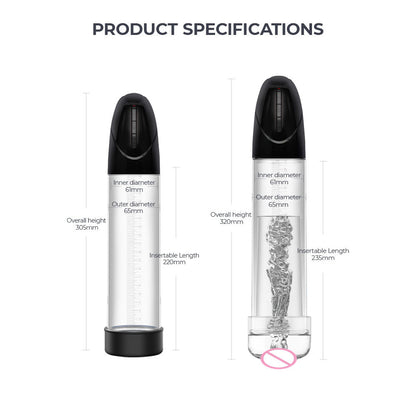 LuvPump Smart Penis Pump - Clear USB Rechargeable 2-in-1 Automatic Penis Pump - ZD-01-LY-12