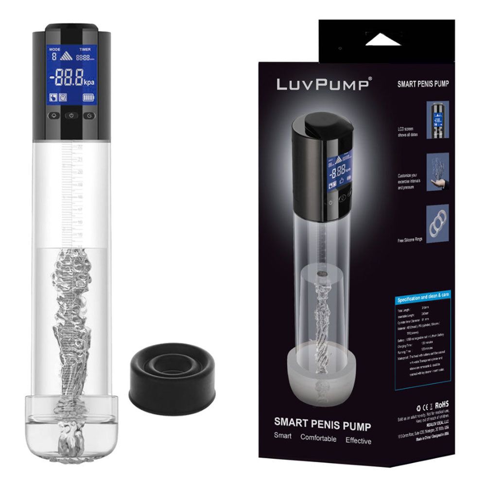 LuvPump Smart Penis Pump - Clear USB Rechargeable Automatic Penis Pump - ZD-05-09
