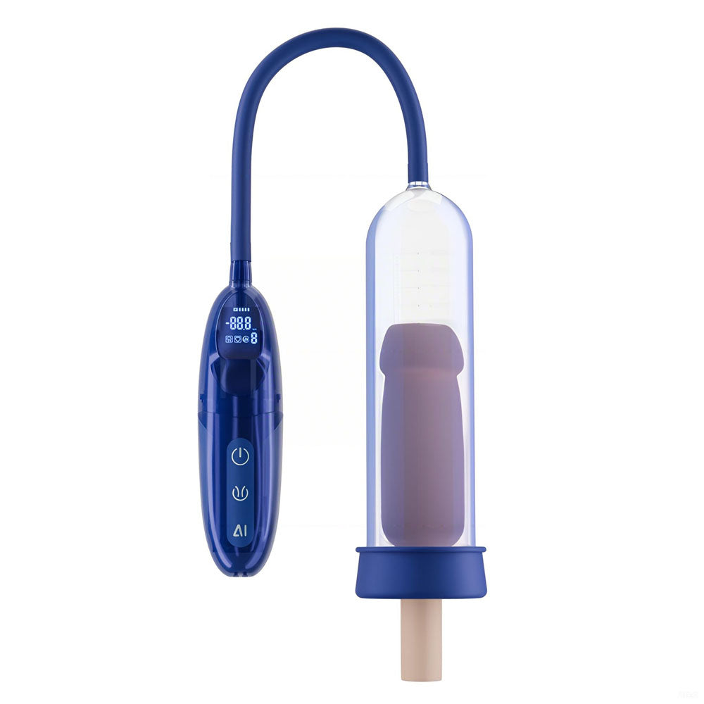 LuvPump Bathfun Pro Smart Aqua Penis Pump - Blue USB Rechargeable Waterproof Automatic Penis Pump - ZD-60-F