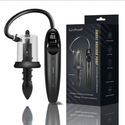 LuvPump RosCup Pro Smart Rosebud Pump - Black USB Rechargeable Anal Pump with Vibrating Probe - ZD-90-Z-P0