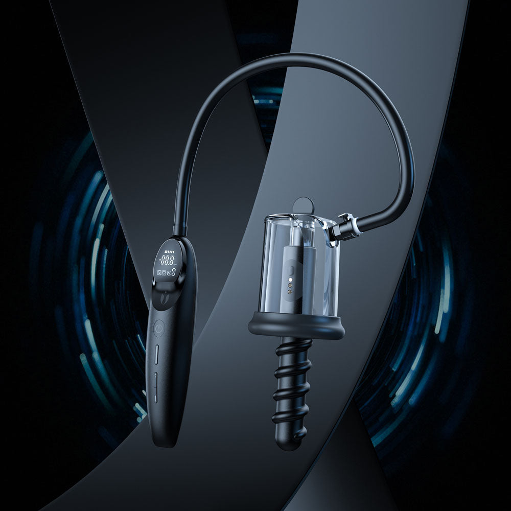 LuvPump RosCup Pro Smart Rosebud Pump - Black USB Rechargeable Anal Pump with Vibrating Probe - ZD-90-Z-P0