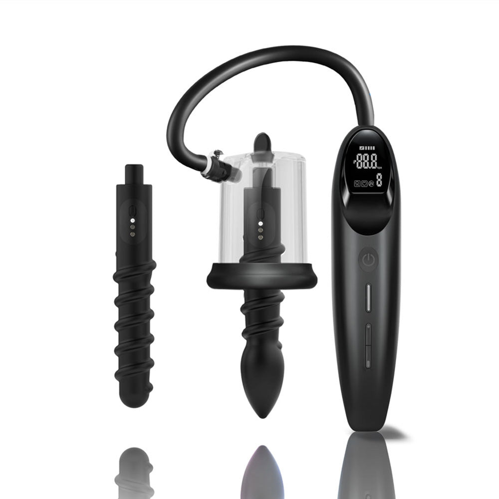 LuvPump RosCup Pro Smart Rosebud Pump - Black USB Rechargeable Anal Pump with Vibrating Probe - ZD-90-Z-P0