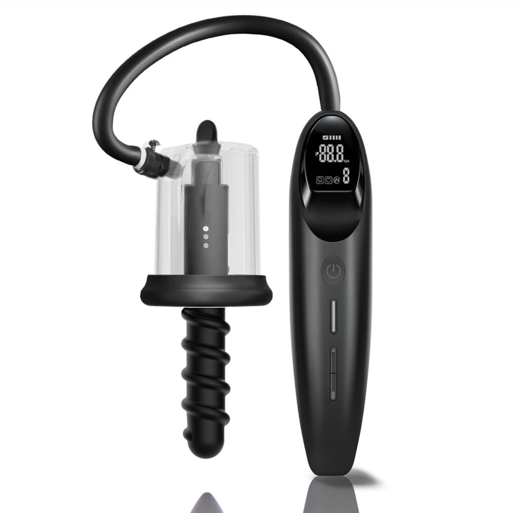 LuvPump RosCup Pro Smart Rosebud Pump - Black USB Rechargeable Anal Pump with Vibrating Probe - ZD-90-Z-P0