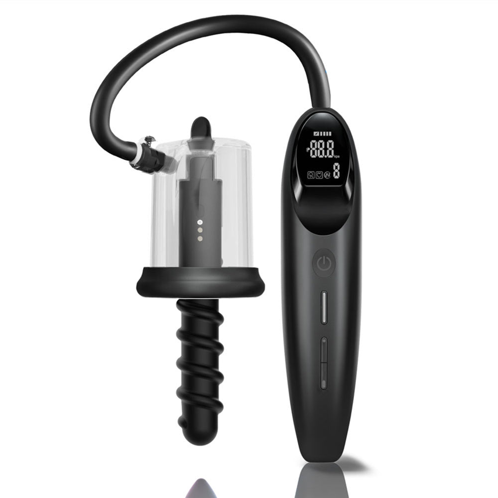 LuvPump RosCup Pro Smart Rosebud Pump - Black USB Rechargeable Anal Pump with Vibrating Probe - ZD-90-Z-P0