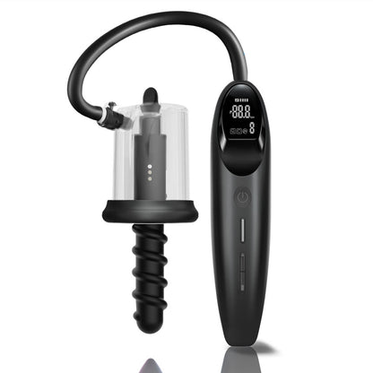 LuvPump RosCup Pro Smart Rosebud Pump - Black USB Rechargeable Anal Pump with Vibrating Probe - ZD-90-Z-P0
