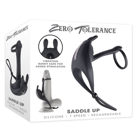 Zero Tolerance SADDLE UP - Black USB Rechargeable Vibrating Cock & Ball Ring
