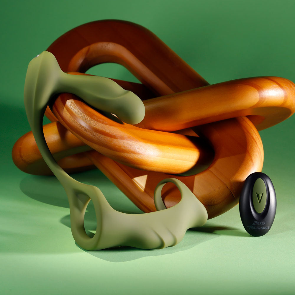 Zero Tolerance PROSTATE POWER PACK - Green USB Rechargeable Vibrating Prostate Massager with Cock Ring Harness - ZE-RS-6978-2